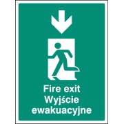 Fire Exit Arrow - Down (English / Polish)