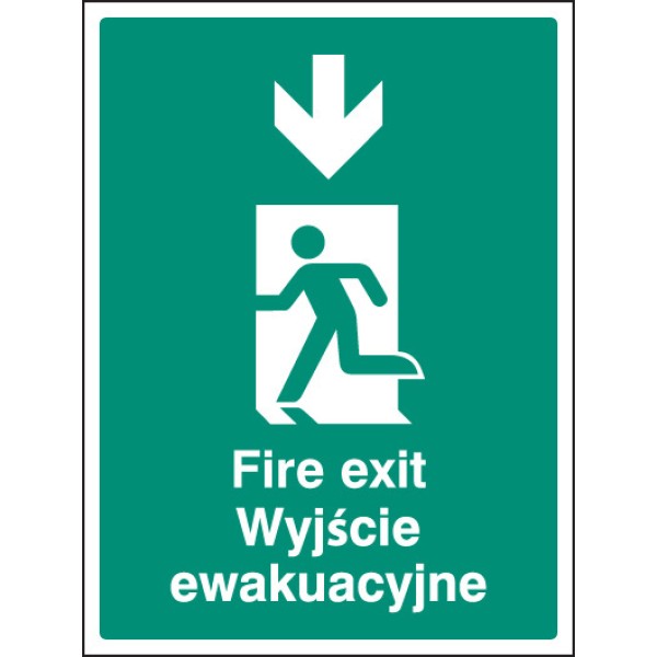 Fire Exit Arrow - Down (English / Polish)