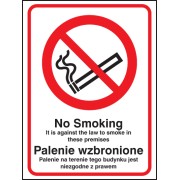 No Smoking it Is Against the Law to Smoke in Premises (English / Polish)