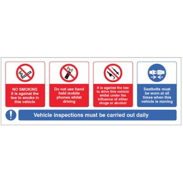 Vehicle Sticker - No Smoking - Mobile Phone - Drink / Drugs - Wear Seatbelt