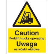 Caution - Forklift Trucks Operating (English / Polish)