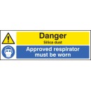 Danger - Silica Dust - Approved Respirator Must be Worn