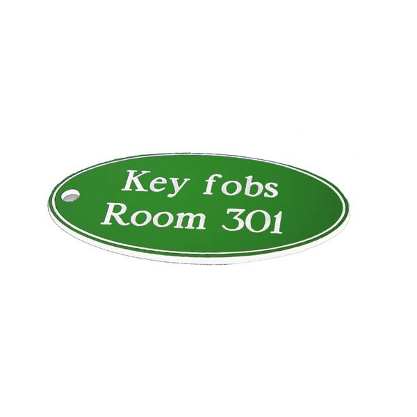 Key Fob - Green with White Text  - Oval