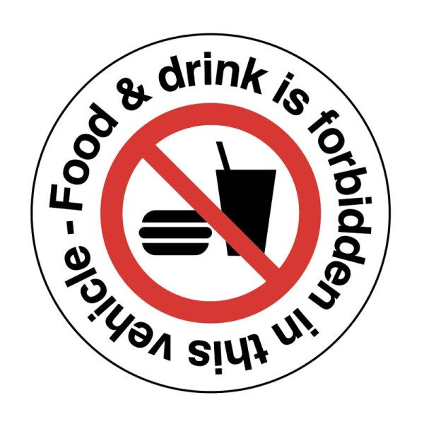 Food and Drink is forbidden in this Vehicle Labels