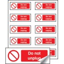 Do Not Unplug Labels (Sheet of 10)