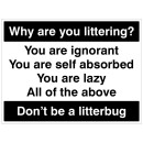 Why Are you Littering - Don't be a Litterbug