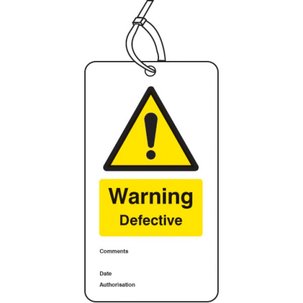 Warning - Defective - Double Sided Safety Tag (Pack of 10)