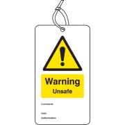 Warning - Unsafe - Double Sided Safety Tag (Pack of 10)