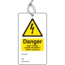 Danger - High Voltage Isolate Elsewhere - Double Sided Safety Tag