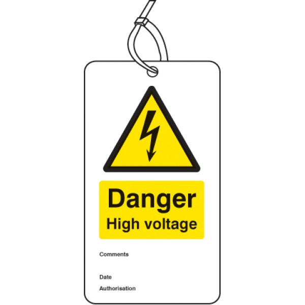 Danger - High Voltage - Double Sided Safety Tag