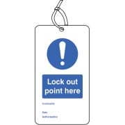 Lockout Tag - Lock Out Point Here - 80 x 150mm (Pack of 10)