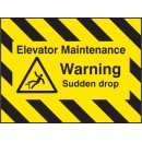 Door Screen Sign - Elevator Maintenance - Warning - Sudden Drop