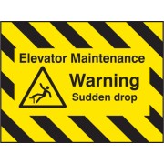 Door Screen Sign - Elevator Maintenance - Warning - Sudden Drop