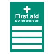 First Aiders Are - Adapt-a-Sign (Space for 4)