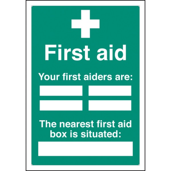 First Aiders the Nearest First Aid Box Is Situated - Adapt-a-Sign