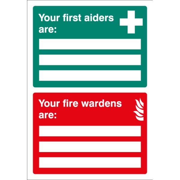 First Aiders / Fire Wardens Are - Adapt-a-Sign