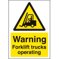 A4 Warning - Forklift Trucks Operating