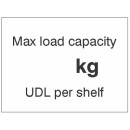 Max load Capacity ___kg UDL Per Shelf