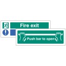 Fire Exit - Keep Clear / Push Bar to Open - Double Sided Window Sticker