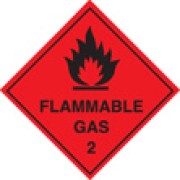 Flammable Gas 2 Labels (Roll of 100)