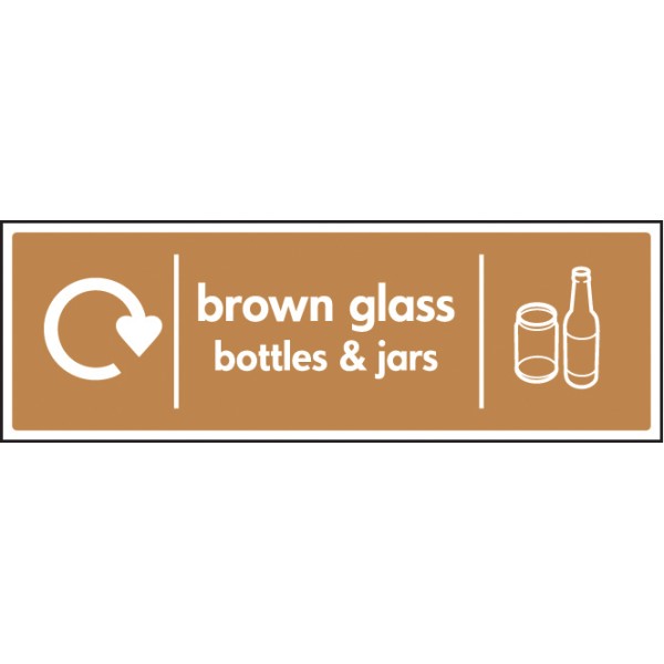 Brown Glass Bottles & Jars - WRAP Recycling Sign