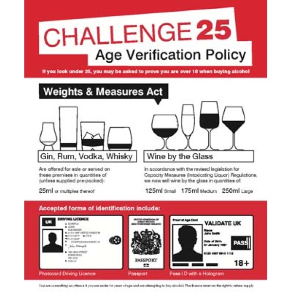 Age Verification Policy Weights & Measures Act 25ml