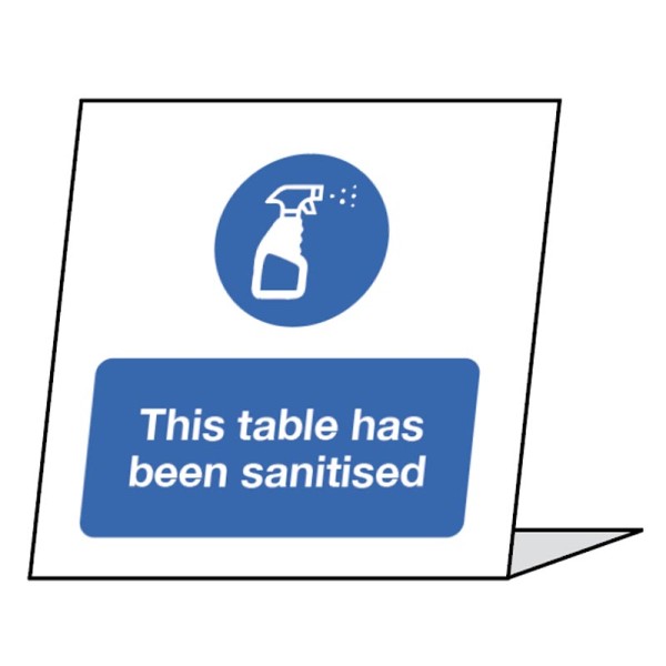 This Table has been Sanitised - Single Sided Table Card (Pack of 5)