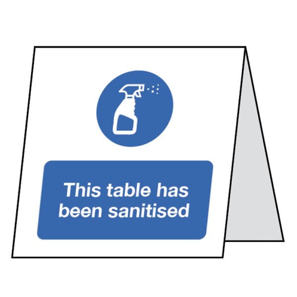 This Table has been Sanitised - Double Sided Table Card (Pack of 5)